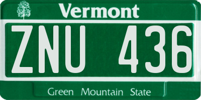 VT license plate ZNU436