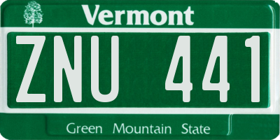 VT license plate ZNU441
