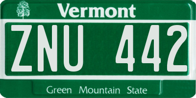 VT license plate ZNU442