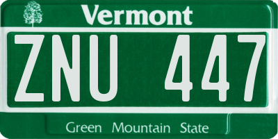 VT license plate ZNU447