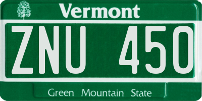 VT license plate ZNU450