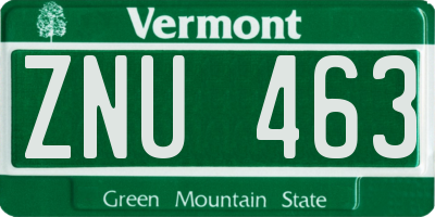 VT license plate ZNU463