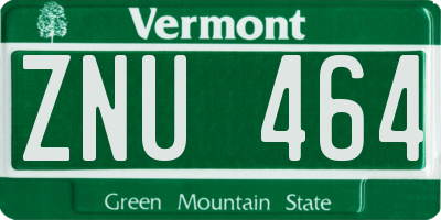 VT license plate ZNU464