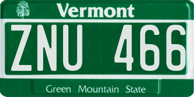 VT license plate ZNU466