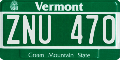 VT license plate ZNU470