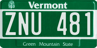 VT license plate ZNU481