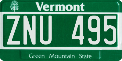 VT license plate ZNU495