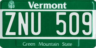 VT license plate ZNU509