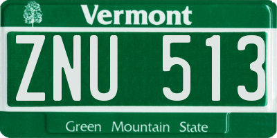 VT license plate ZNU513