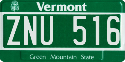 VT license plate ZNU516