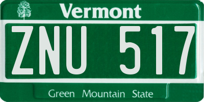 VT license plate ZNU517