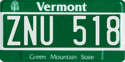 VT license plate ZNU518
