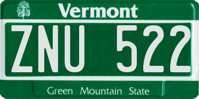 VT license plate ZNU522