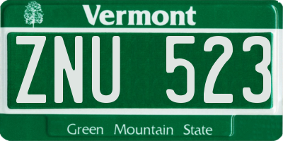 VT license plate ZNU523
