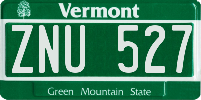 VT license plate ZNU527