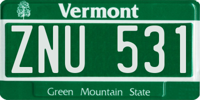 VT license plate ZNU531