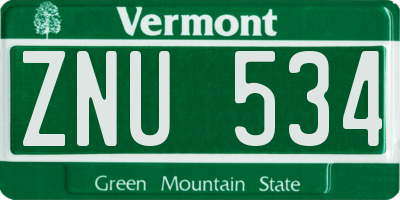 VT license plate ZNU534