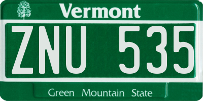 VT license plate ZNU535