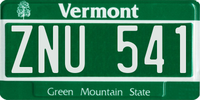 VT license plate ZNU541
