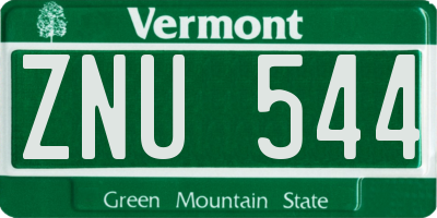 VT license plate ZNU544