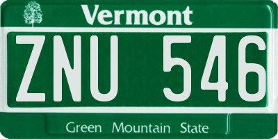 VT license plate ZNU546