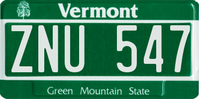 VT license plate ZNU547