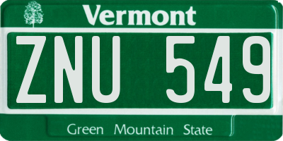VT license plate ZNU549