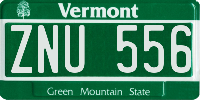 VT license plate ZNU556