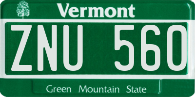 VT license plate ZNU560