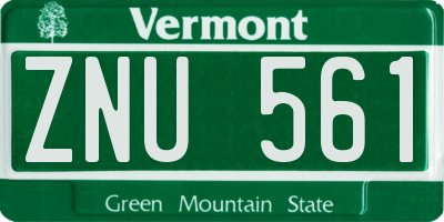 VT license plate ZNU561
