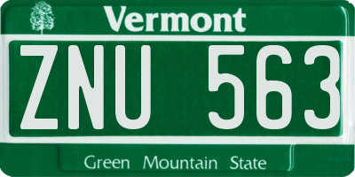 VT license plate ZNU563