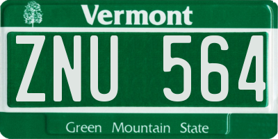 VT license plate ZNU564