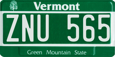 VT license plate ZNU565