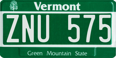 VT license plate ZNU575