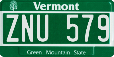 VT license plate ZNU579