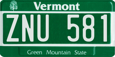 VT license plate ZNU581