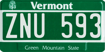 VT license plate ZNU593