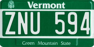 VT license plate ZNU594