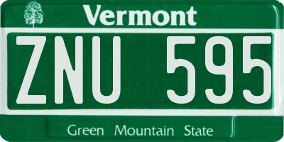VT license plate ZNU595