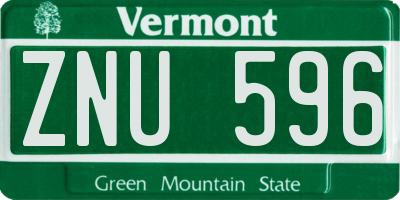 VT license plate ZNU596