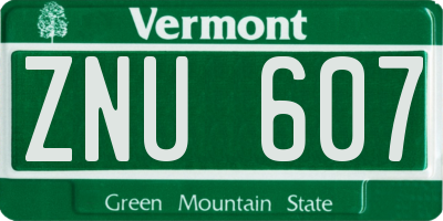 VT license plate ZNU607