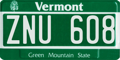 VT license plate ZNU608