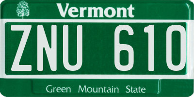 VT license plate ZNU610