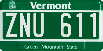 VT license plate ZNU611