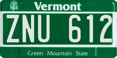 VT license plate ZNU612