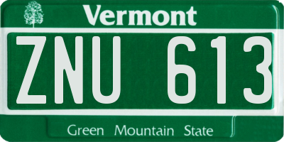 VT license plate ZNU613