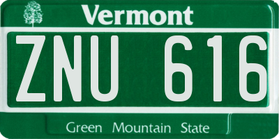 VT license plate ZNU616