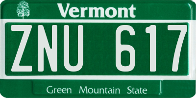 VT license plate ZNU617
