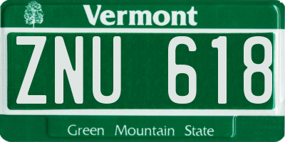 VT license plate ZNU618