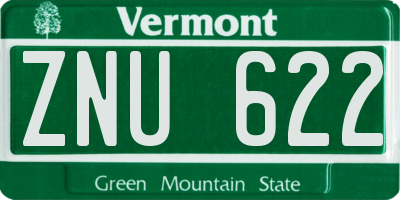 VT license plate ZNU622